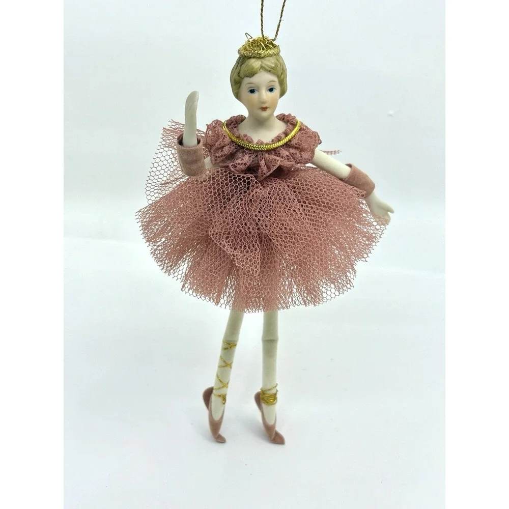 PORCELAIN HEAD Pink BALLERINA Christmas ORNAMENT